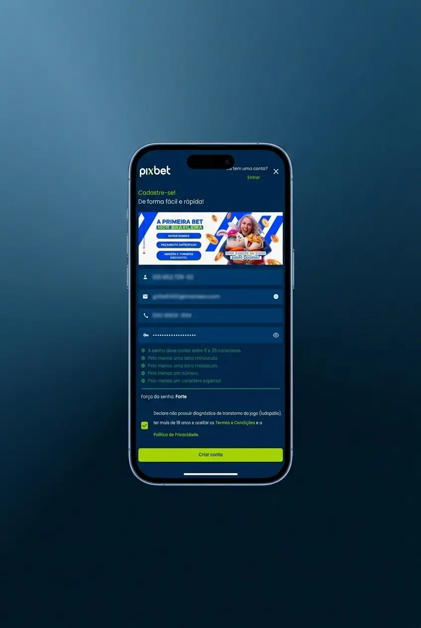 Aplicativo Pixbet para apostas em e-sports no celular com interface otimizada para Android e iOS