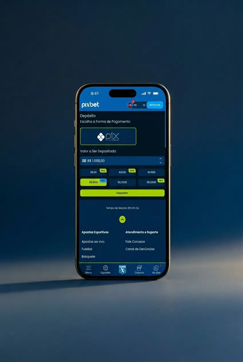 Aplicativo Pixbet aberto em smartphone exibindo apostas em hóquei no gelo com odds ao vivo e mercados
