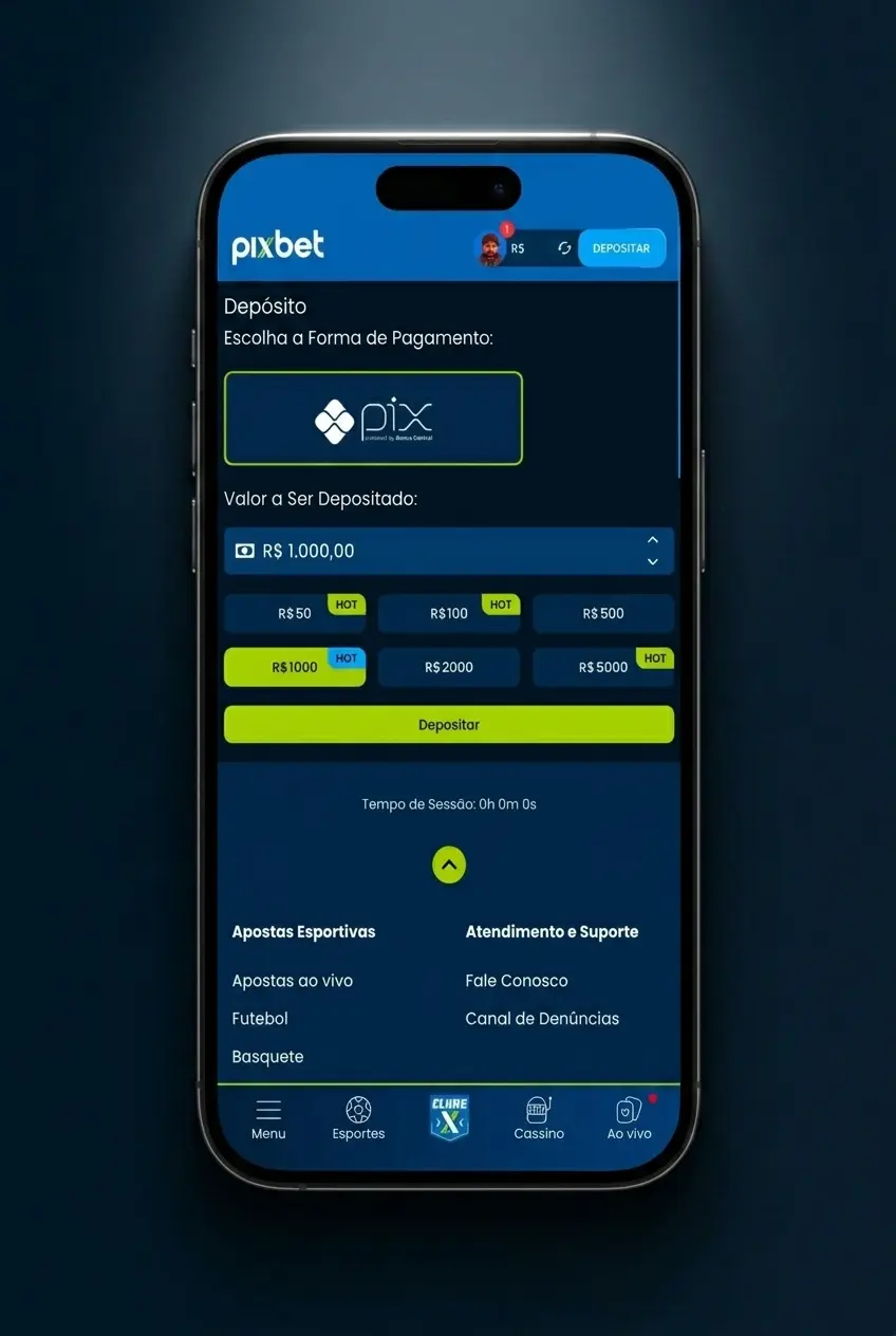 App da Pixbet aberto no celular mostrando apostas em MMA e UFC disponíveis para Android e iOS