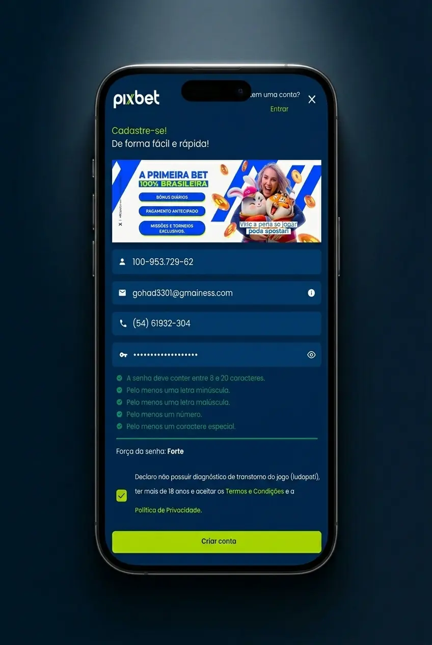 App da Pixbet aberto no celular com apostas em MMA e UFC disponíveis para Android e iOS