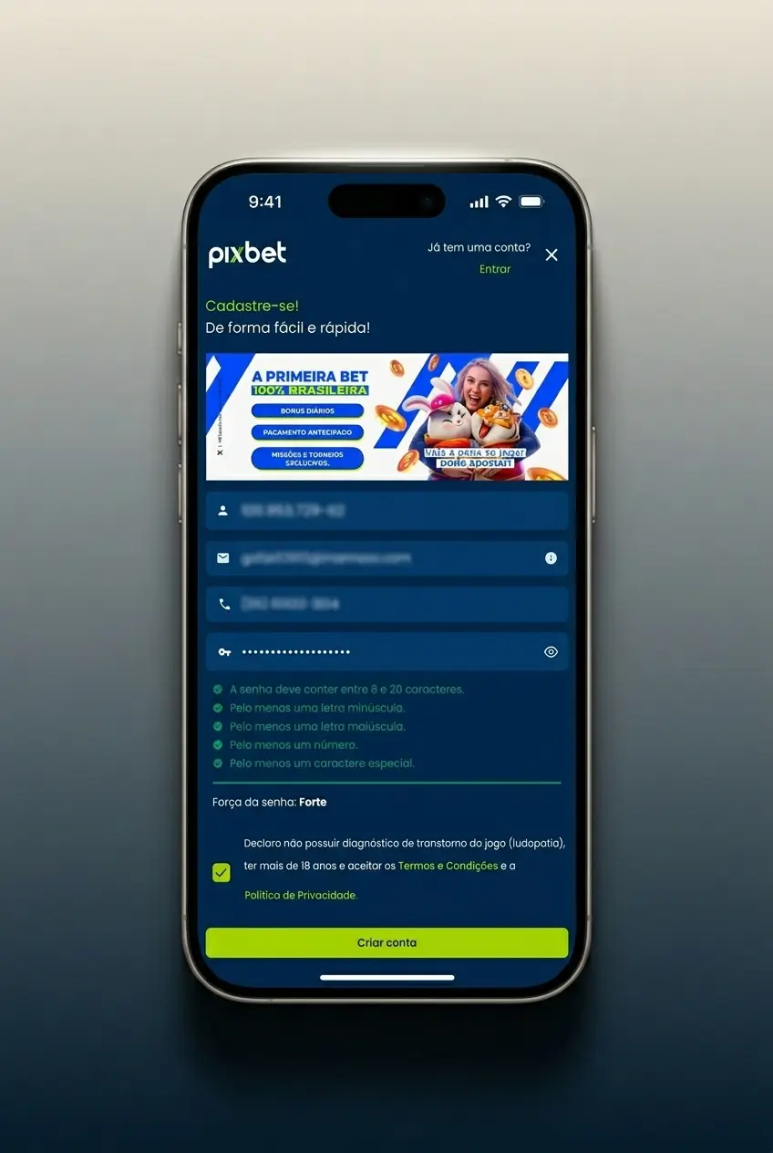 Aplicativo Pixbet aberto no celular mostrando mercados de apostas na Fórmula 1 para Android e iOS