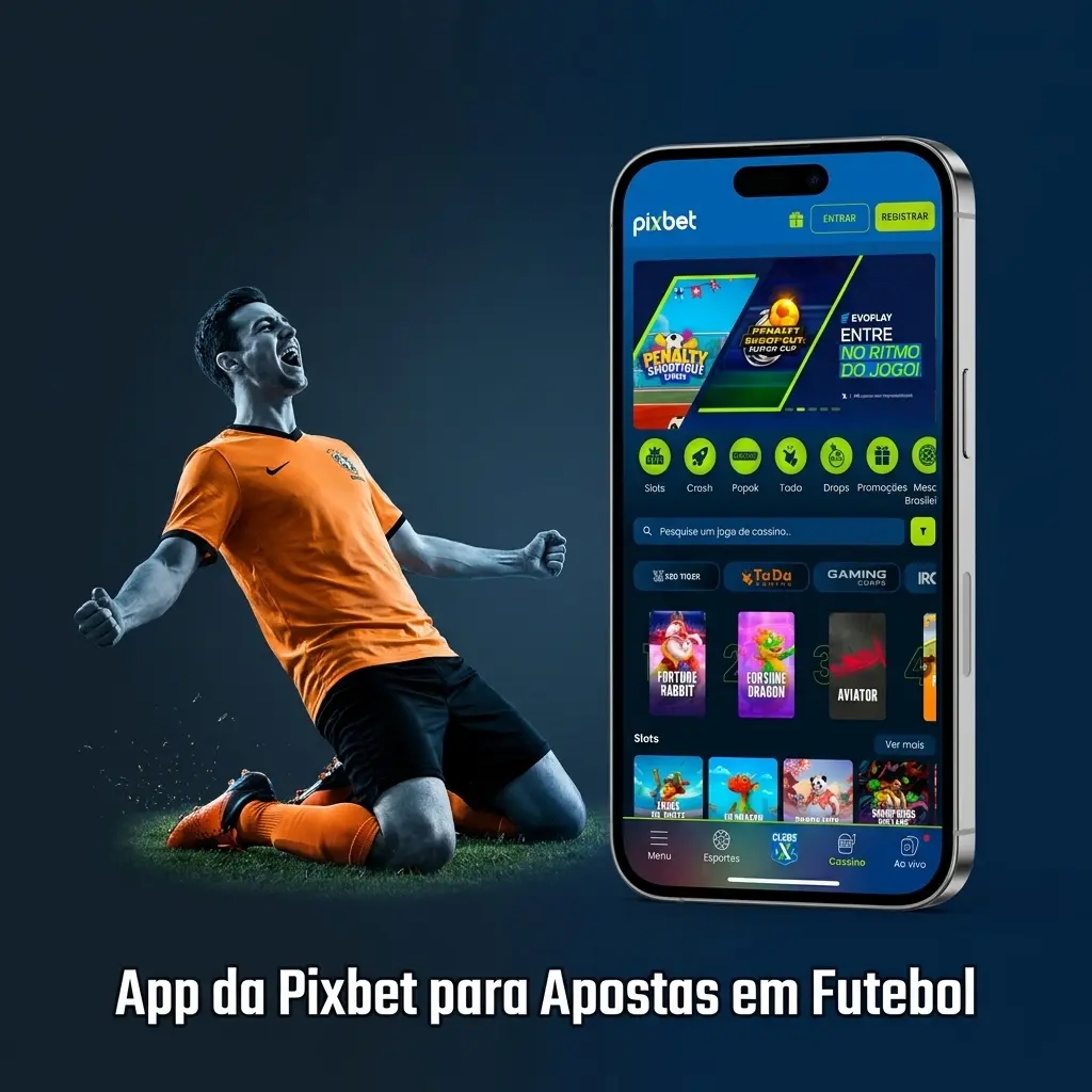 App da Pixbet para apostas em futebol no celular, disponível para Android e iOS com mercados ao vivo