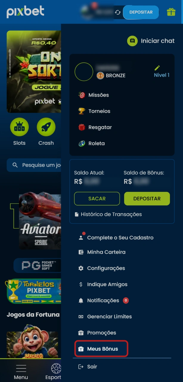 Acesse a área de promoções na Pixbet após ativar o bônus de boas-vindas.