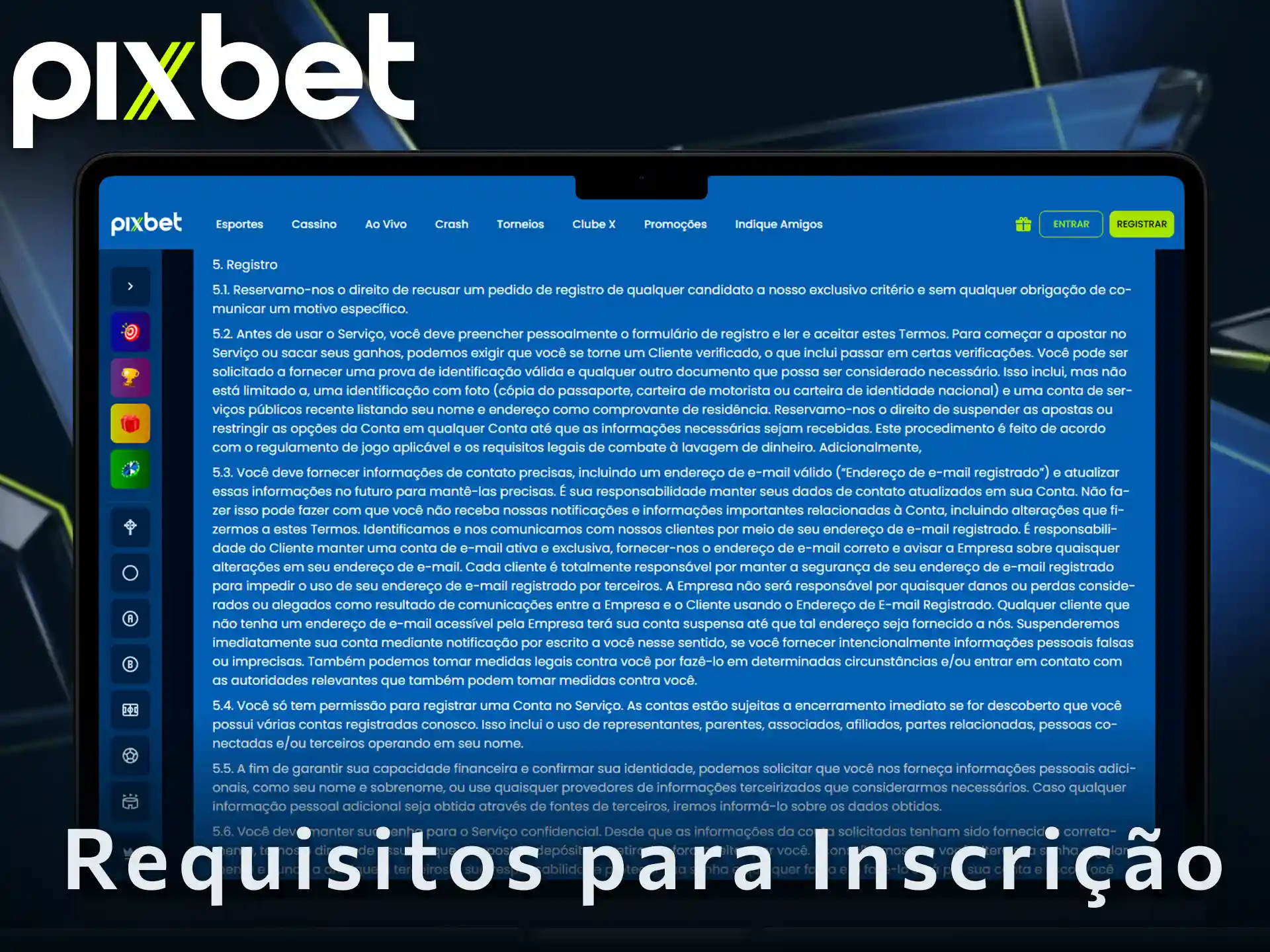 Cumpra os requisitos para criar uma conta na Pixbet de forma simples.