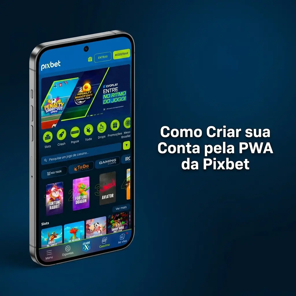 Passo a passo para criar conta na Pixbet pelo app PWA mobile com CPF, senha e confirmação via SMS