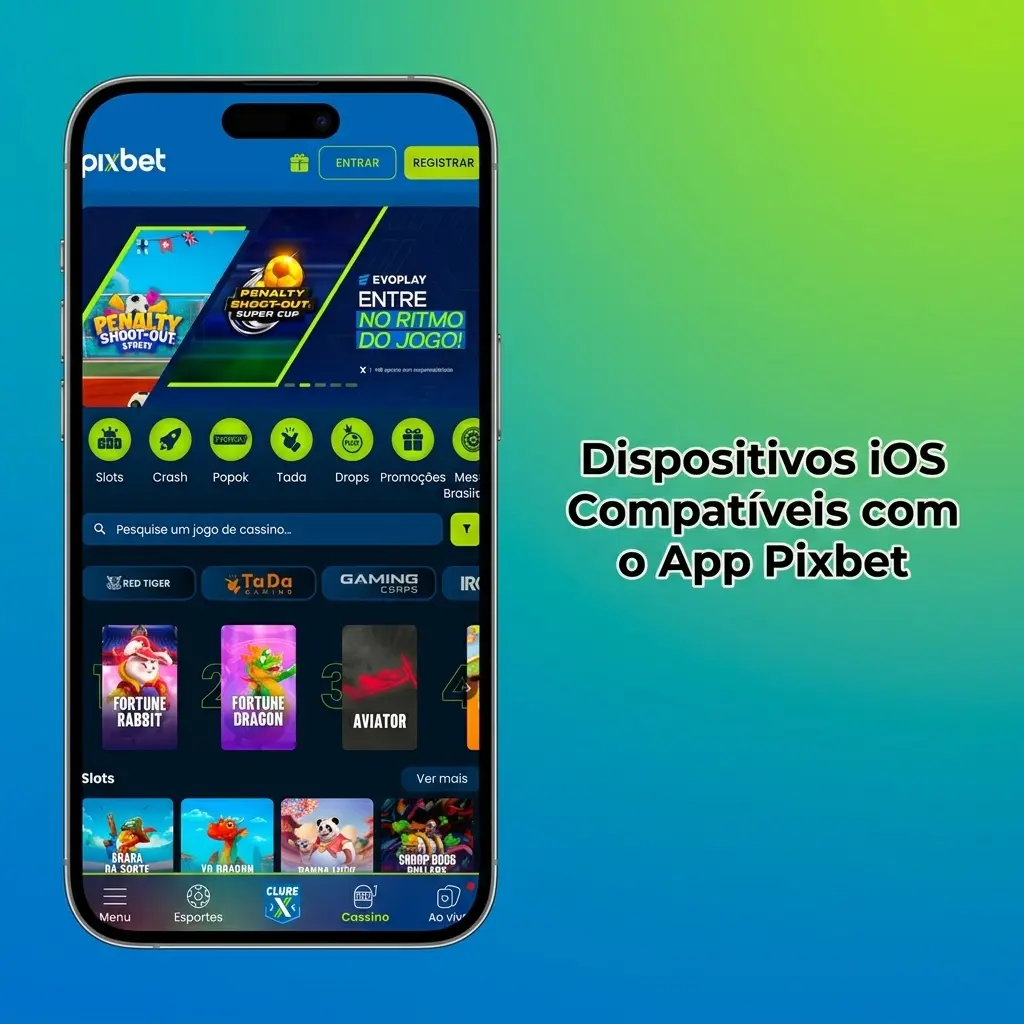 Dispositivos iOS compatíveis com o app Pixbet, incluindo modelos iPhone e iPad suportados pela plataforma
