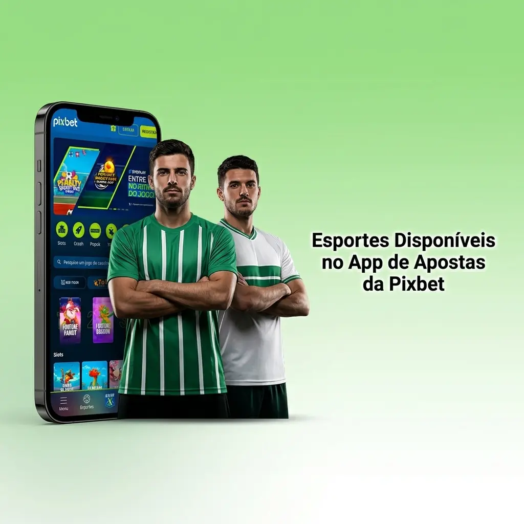 Tela do app Pixbet exibindo esportes disponíveis como futebol, basquete, tênis, MMA, F1 e eSports