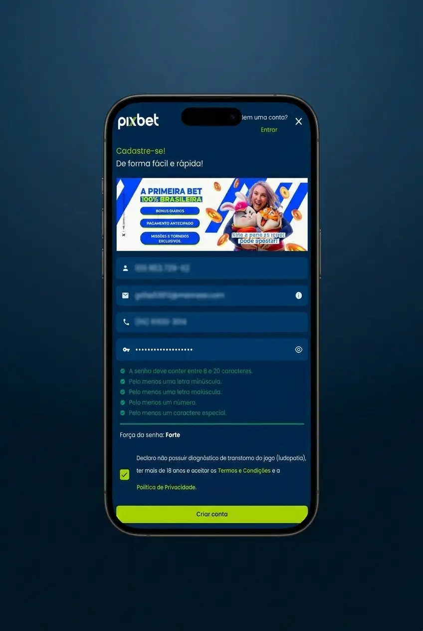 Passos numerados para começar a apostar no app Pixbet, desde o download até o saque de ganhos
