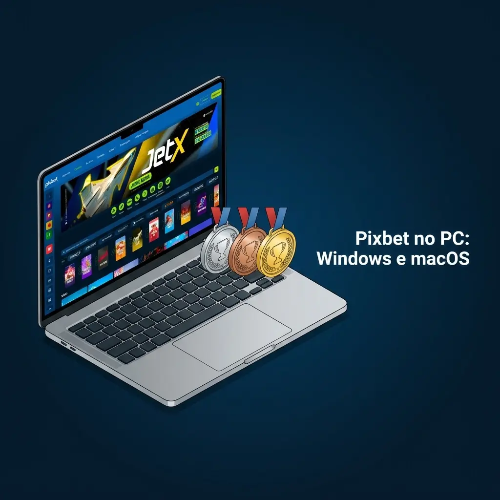 Pixbet acessada pelo navegador no PC com Windows e macOS, sem necessidade de instalação de cliente desktop