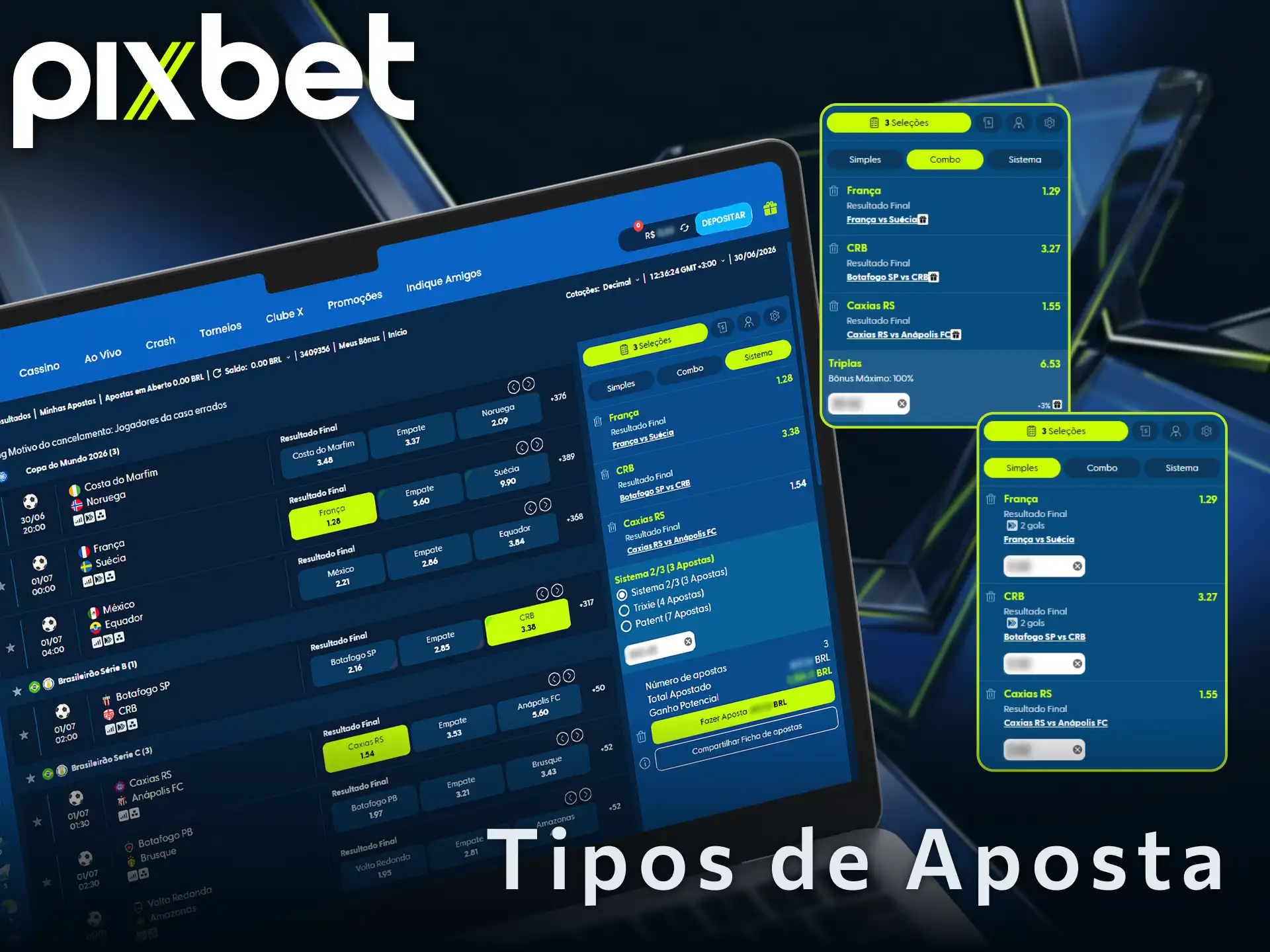 Conheça os tipos de aposta disponíveis na Pixbet para variar palpites.