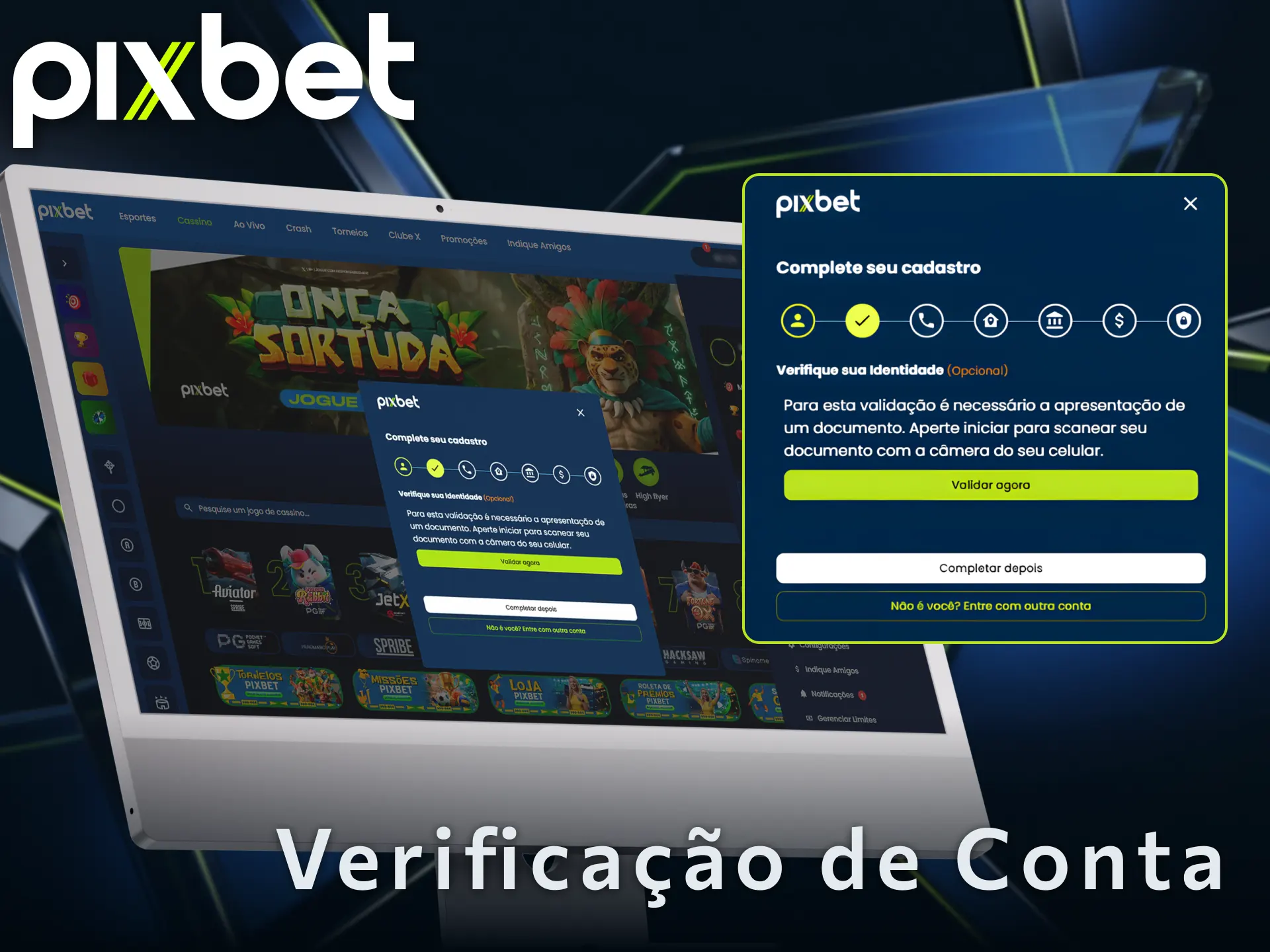 Envie seus documentos para concluir a verificação de conta na Pixbet.