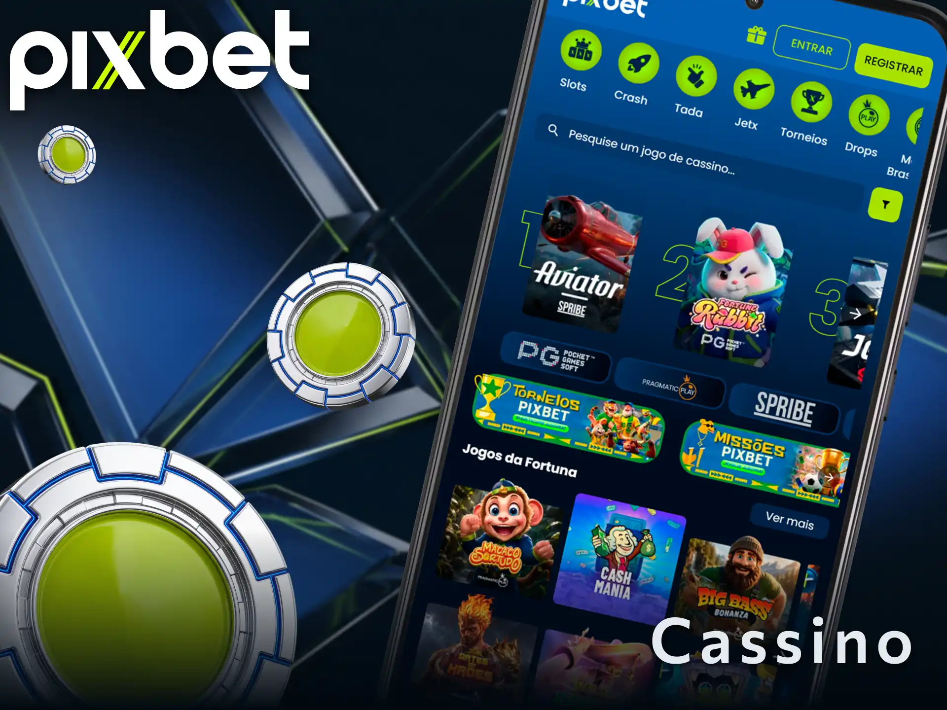 Divirta-se nos jogos de cassino no app da Pixbet com total praticidade.