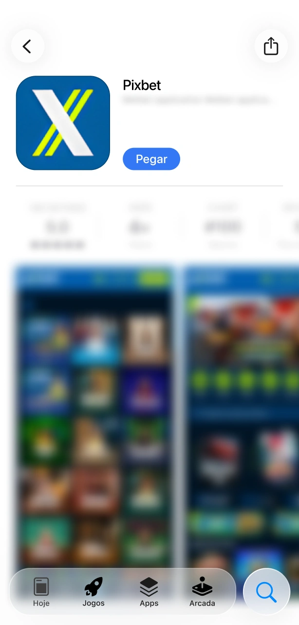 Abra a App Store para encontrar o aplicativo Pixbet para iOS.