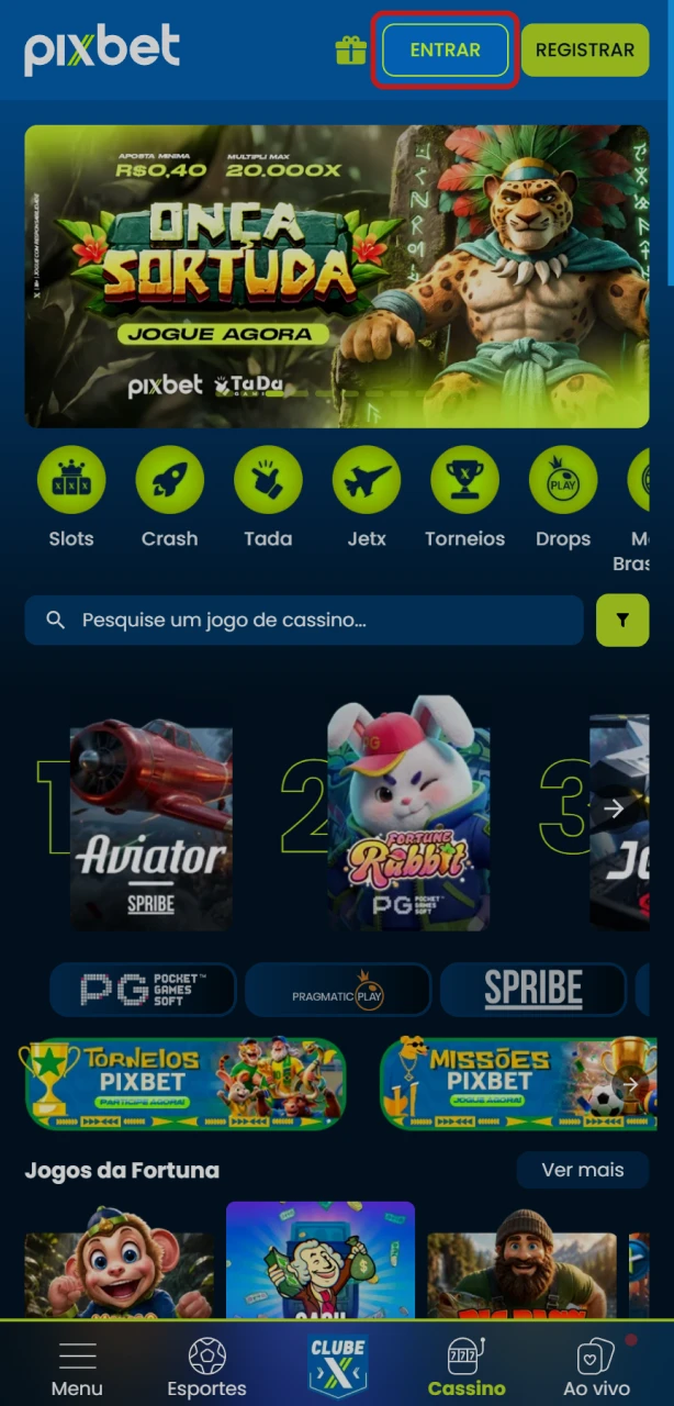 Abra o app e faça login no aplicativo Pixbet para iOS imediatamente.