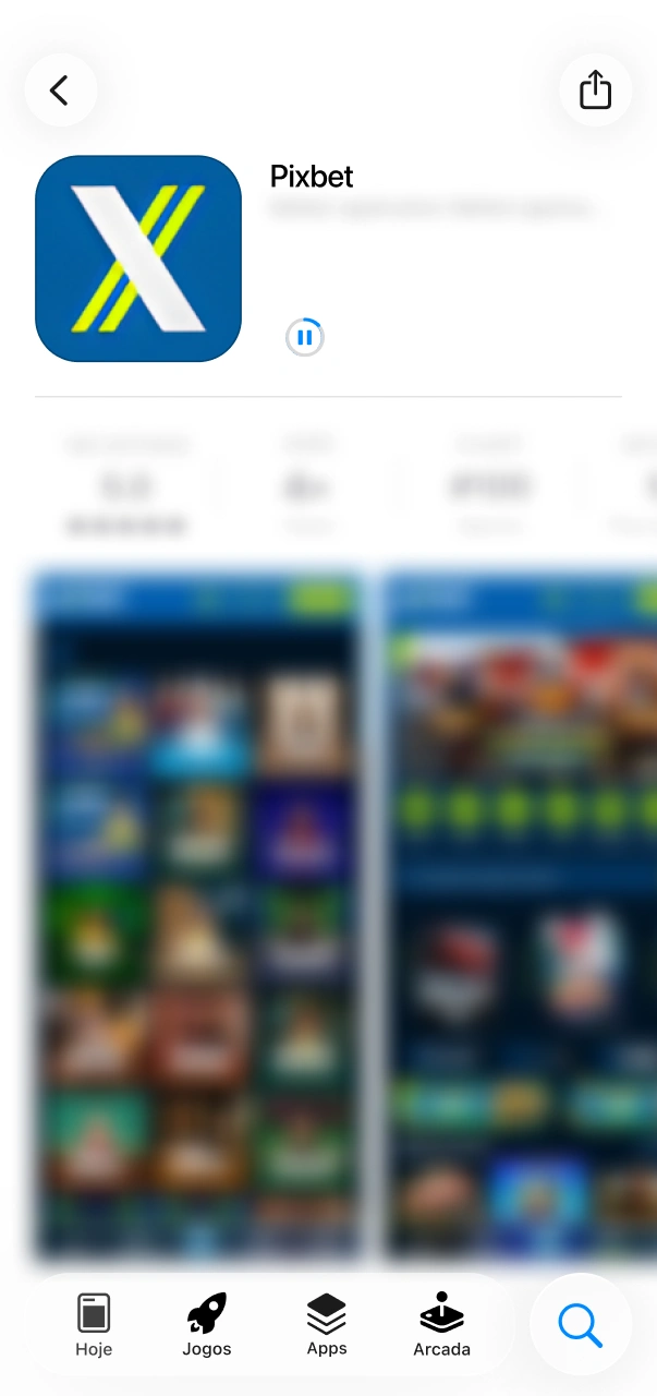 Aguarde a instalação do aplicativo Pixbet para iOS ser concluída no aparelho.