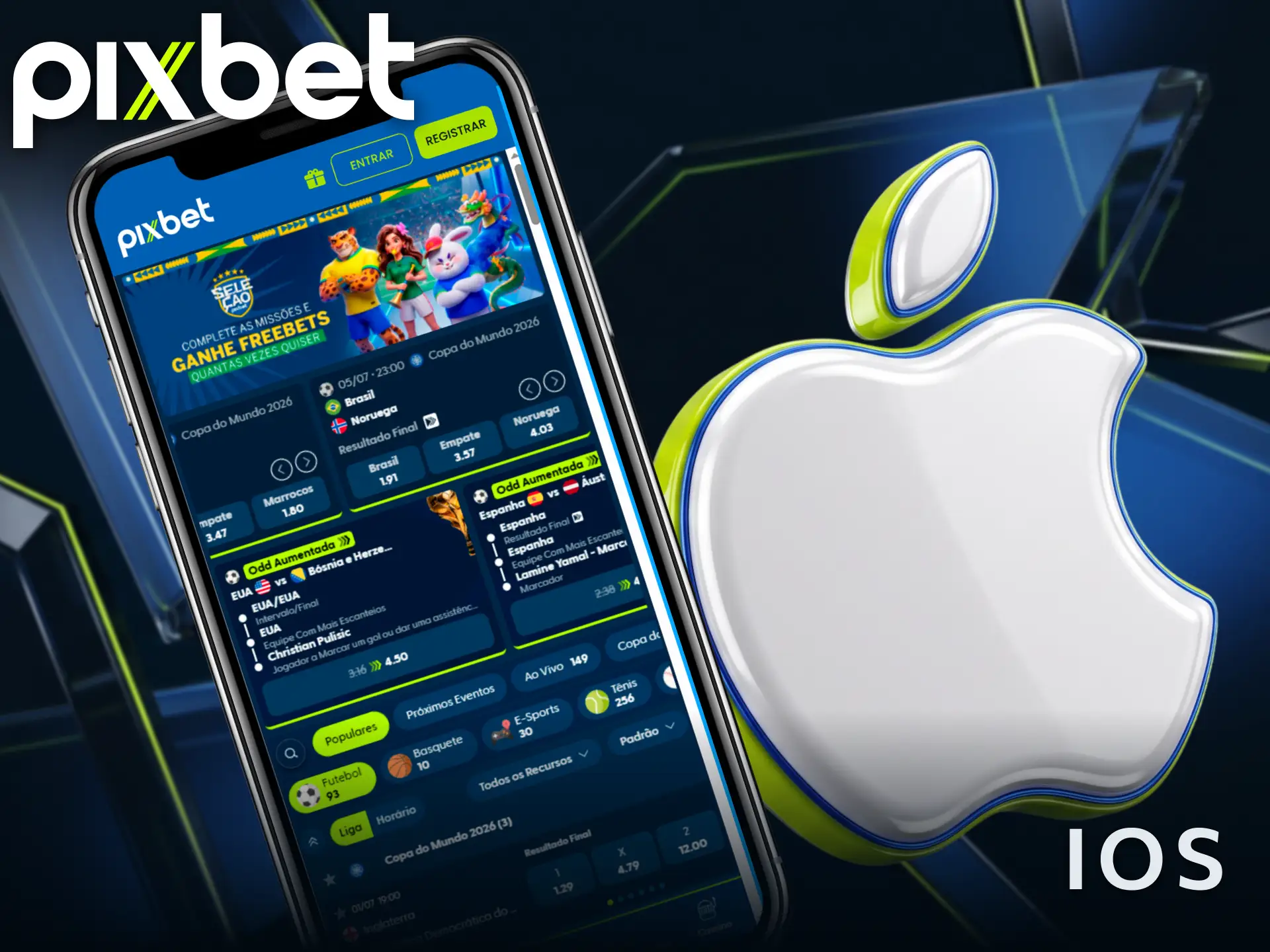 Baixe o aplicativo Pixbet para iOS e faça apostas seguras pelo iPhone.